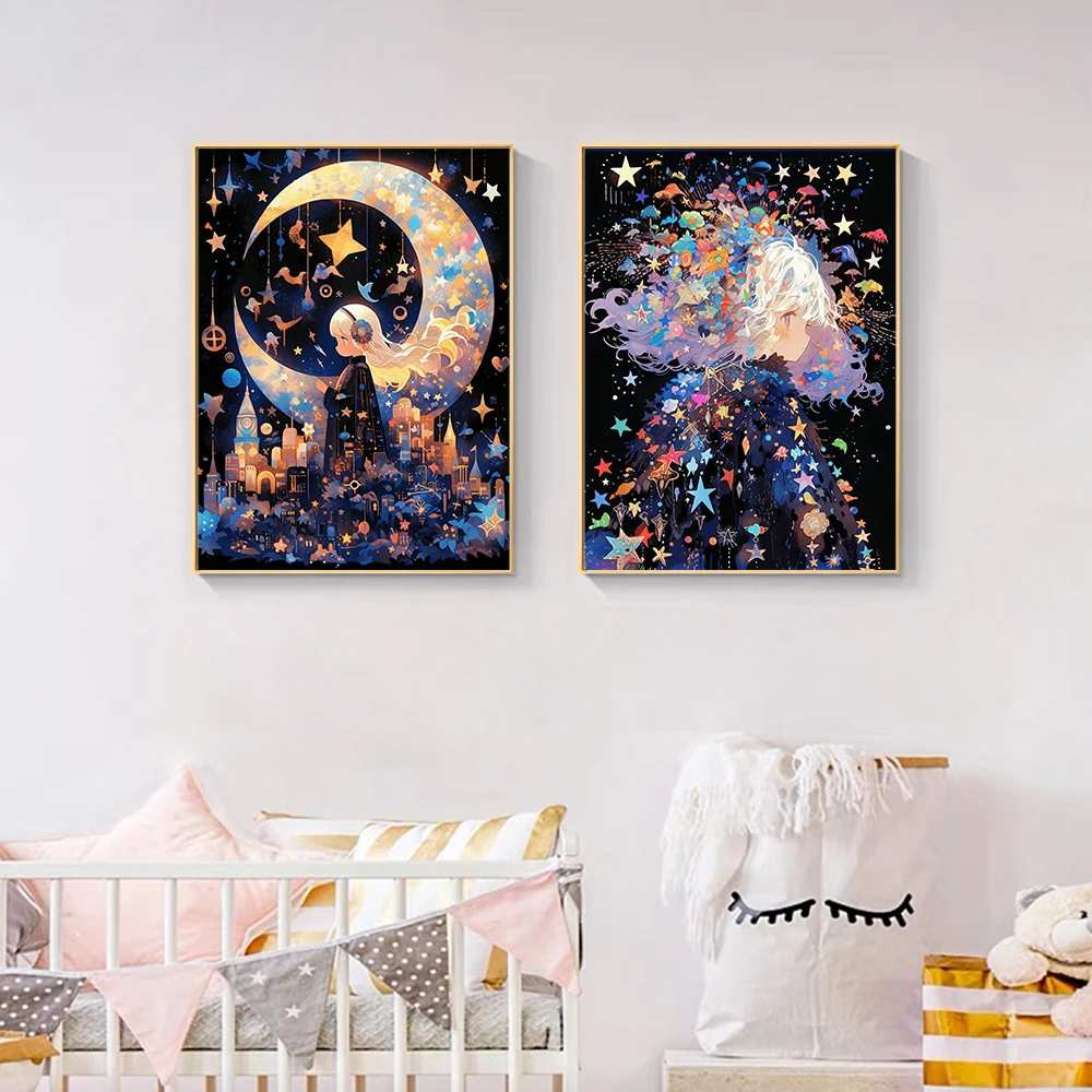 5d Cartoon Strass Stickerei ab Diamant Malerei Mond Mädchen Mosaik Kreuz stich Home Dekoration Kinder handgemachtes Geschenk – Detail 5
