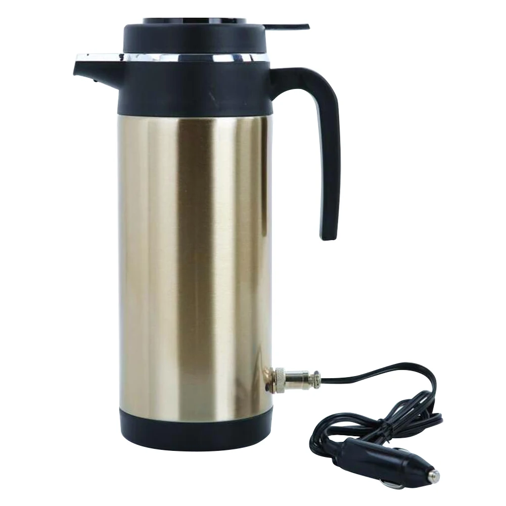 1200 ML Car Hot Kettle Car Truck Water Heater Large Capacity 12/24 V Travel Electric Kettle Auto Shut Off Stainless Steel Kettle