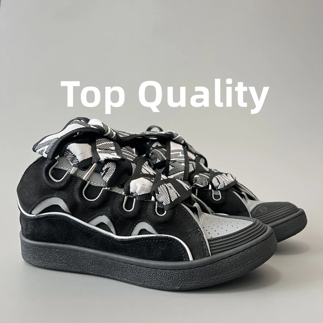 2024 New women\'s Men\'s sports shoes Thick tongue design Colorful shoelaces Casual Shoes Hip-hop Genuine leather material