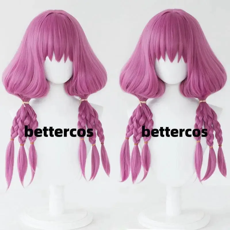 

Аура Косплей Парики Frieren Аура 60 см Длинный Розовый Двойной Хвост Плетеный Парик Термостойкие Парики