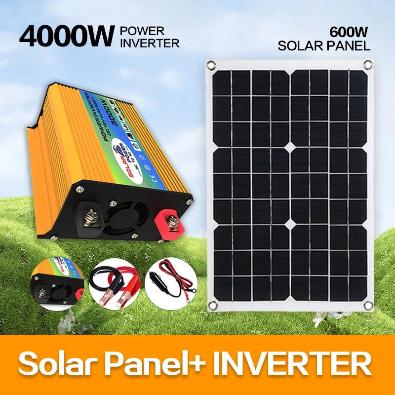 4000W Solar Inverter Kit 110V/220V Solar Panel System 12V/18V Solar Panel Battery Charge Controller Complete Power Generation