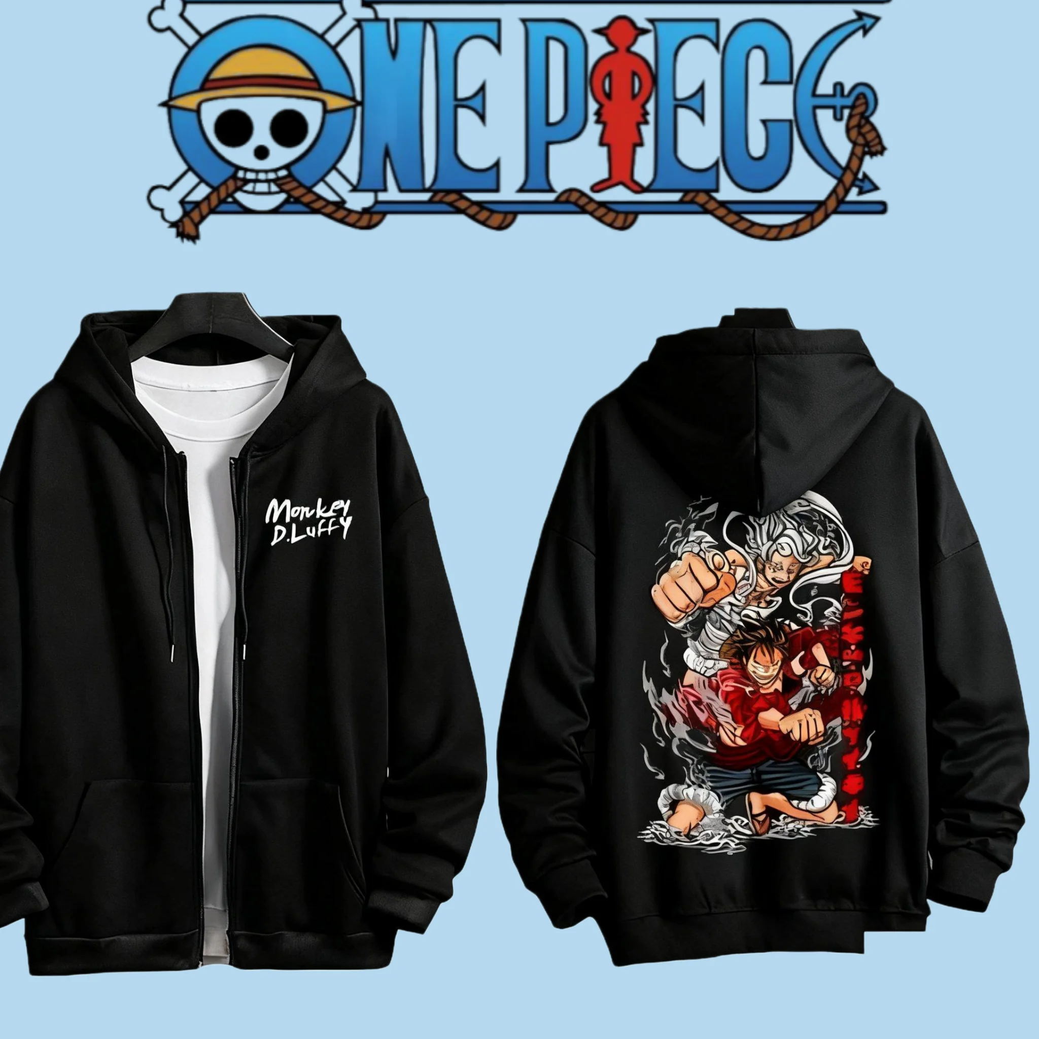 

One Piece Luffy Hoodie New 2025 Autumn/Winter Men's Women's Casual Sports Shirt Cartoon Pattern Pure Cotton Zipper Hoodie