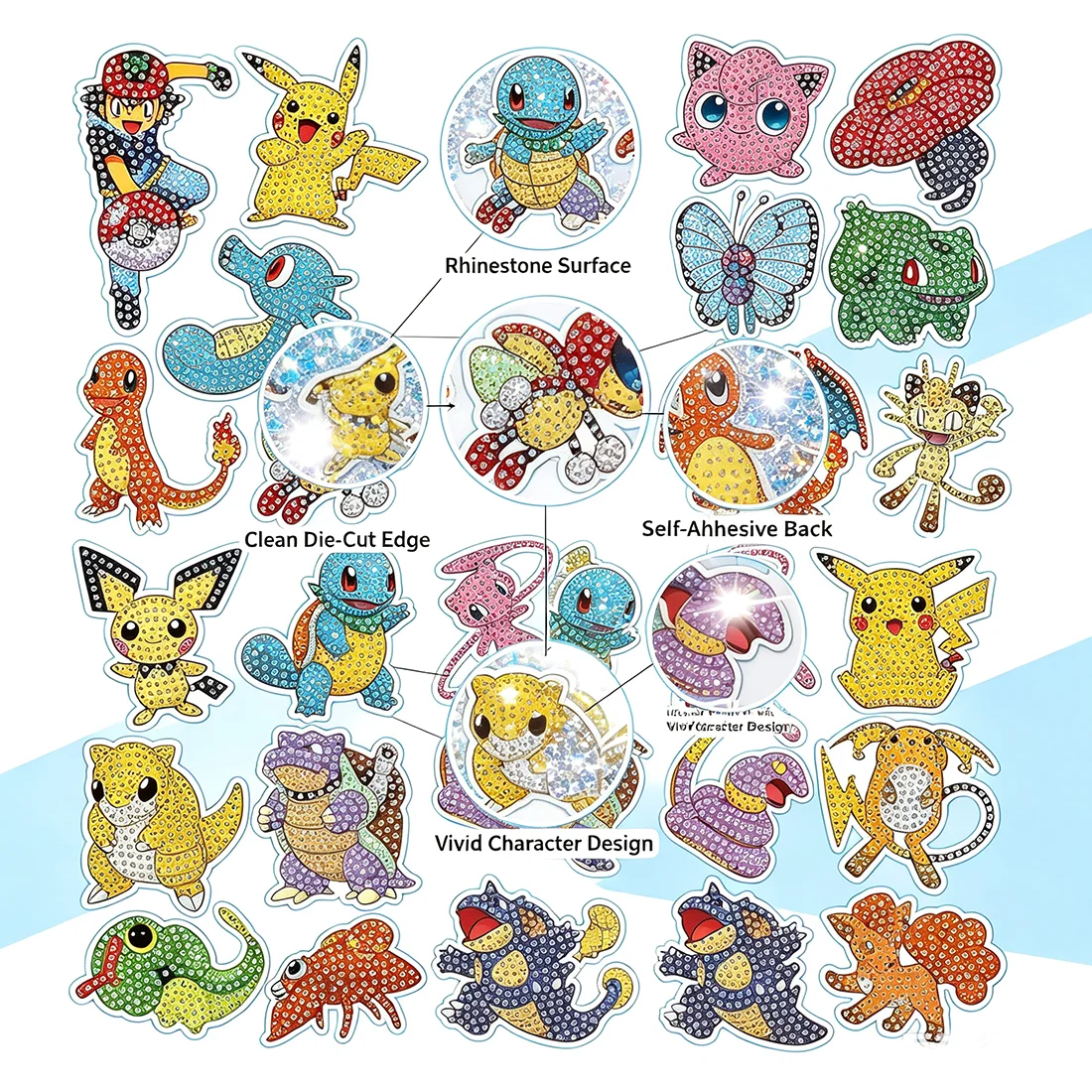 Art Craft Ideas For Kids - Zestaw naklejek do samodzielnego wykonania Pokemon