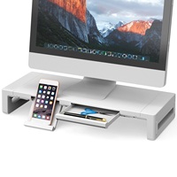 Computer Monitor Stands Foldable with USB3.0 Port Keyboard Mouse Storage Shelf and Drawer Monitor Holder