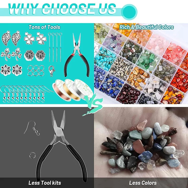 The Ring Making Kit Contains 28 Color Crystal Beads,With Gem Beads, Pliers And Other Jewelry Ring Making Supplies