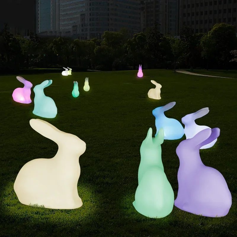 Outdoor Luminous Rabbit Lights Lawn Decoration Lighting Lights Mid-Autumn Festival Lights Set Props Lights 16 Color Dimming LED