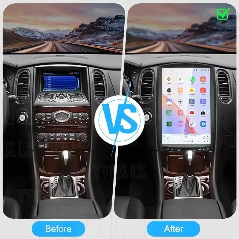 

14,5-дюймовый автомобильный радиоприемник Android с CarPlay, навигацией и видеоплеером для Infiniti EX25, E35, EX37, EX30D (2008-2013), QX50 (2013-2016)
