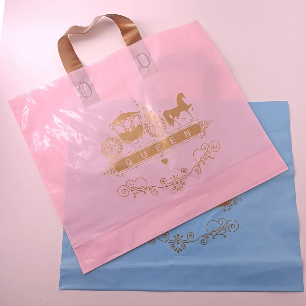 Pink / blue carriage  plastic shopping bag Girl Die-cut poly bag fashion Gift package bag poly tote bag for shoes clothing