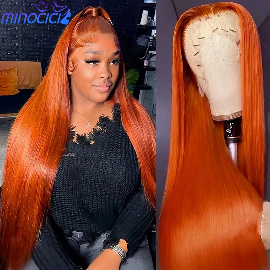 

Оранжево-коричневый парик из натуральных волос, прямой, 13x6 HD, с кружевной передней частью, плотность 250%, окрашенный, предварительно сформированный, бразильский, 36 дюймов