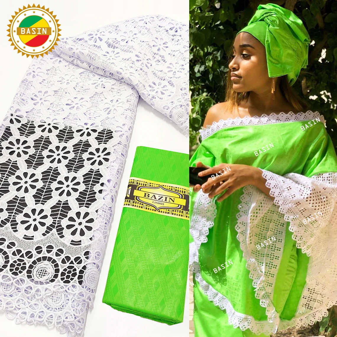 

Pure White Dry Lace With Bazin Rich Material For New Nigerian Original Women Bride Basin Dress Swiss Voile Lace In Switzerland