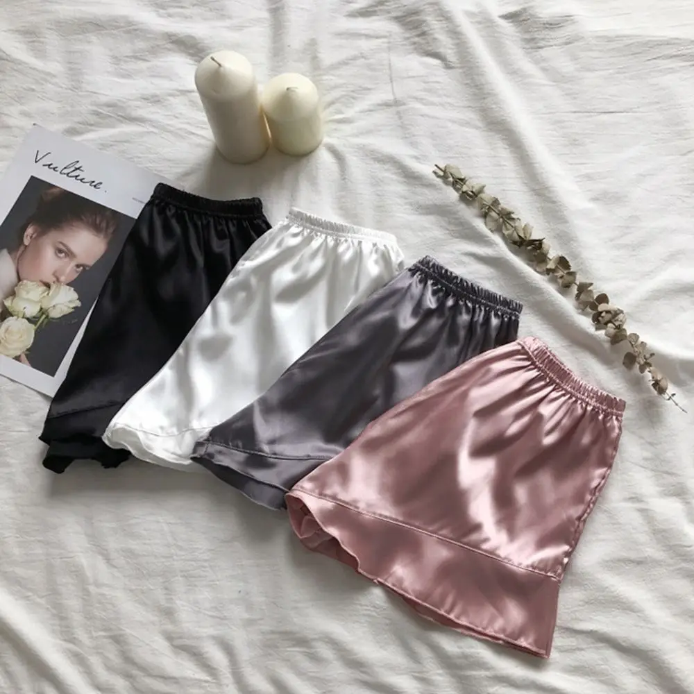 Loose-Fit Silk Outer Wear Anti Emptied Ruffle Shorts Safety Pants