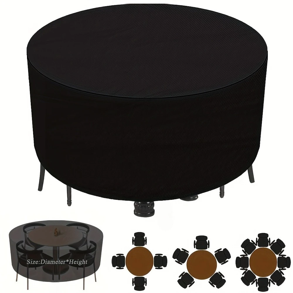 10 사이즈 원형 파티오 가구 커버는 대부분의 원형 테이블에 맞습니다. 내구성 있는 패브릭 커버, 찢김 방지 먼지 커버