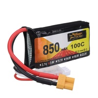 ZOP Power 7.4V 850mAh 100C 2S LiPo Battery XT30 Plug for RC Drone