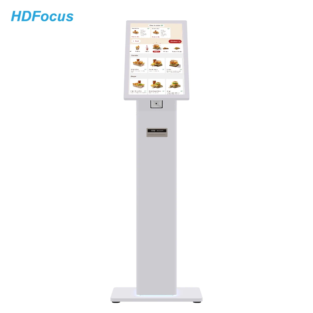 Hotel Fast Food 21.5 Inch Self Service Cash Register Kiosk Terminal Printer Qr Code Scanner Self Service Payment Kiosks