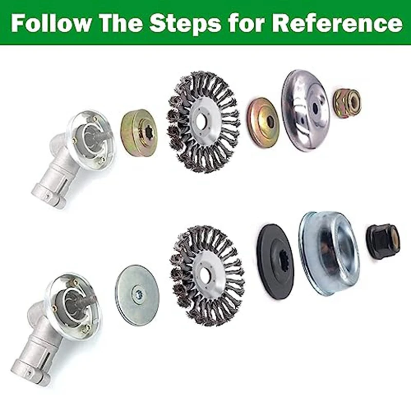 Cepillo giratorio para malas hierbas de 6 pulgadas, juego de cabezales de corte, con juego de adaptador Universal para bandeja de cortacésped de repuesto