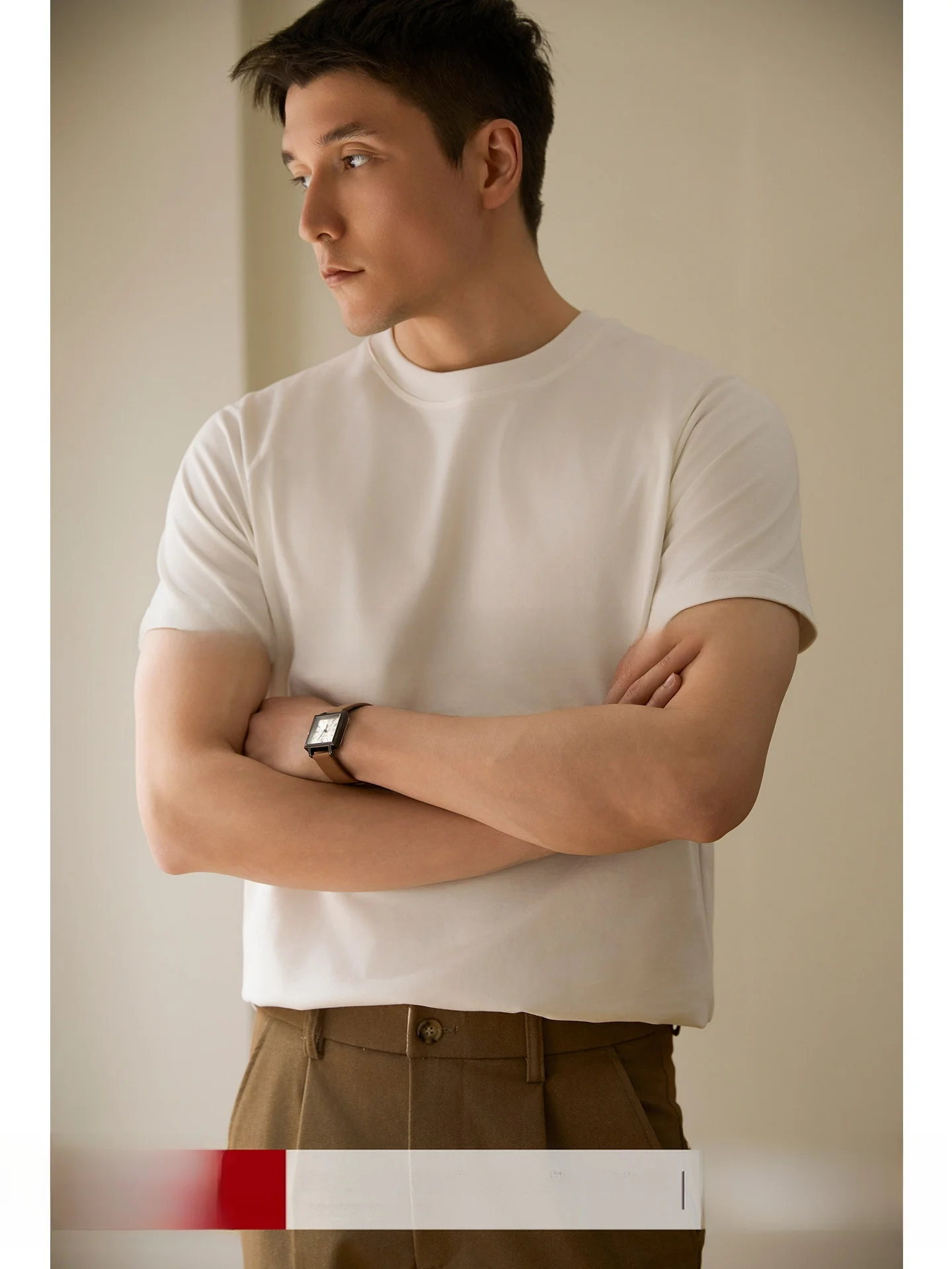 Pure Cotton Short Sleeve T-Shirt Men's Casual Cleanfit White Inner Wear Summer Fashion Urban Style round Neck Short Length