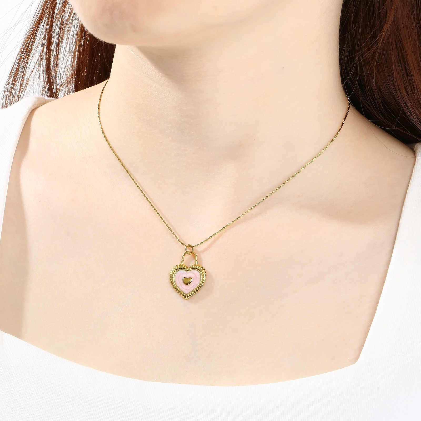 Colored Enamel Heart Pendent Necklaces for Women Stainless Steel Gold Color Star Butterfly Necklace Charm Jewelry Items
