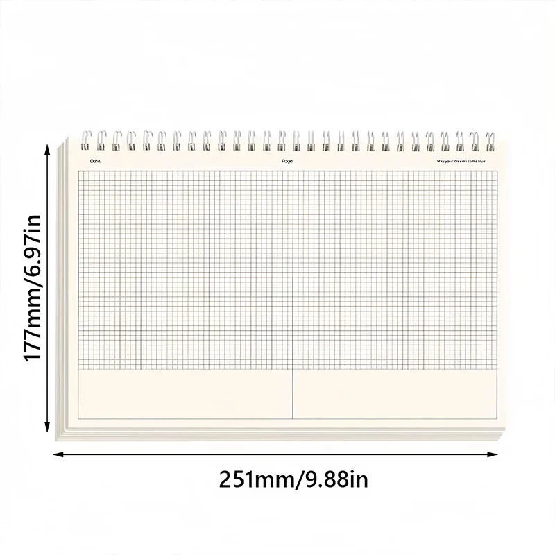 B5 Spiral multifunctional notebook grid/Horizontal lines separate the thick paper roll notepad，Suitable for planners and student