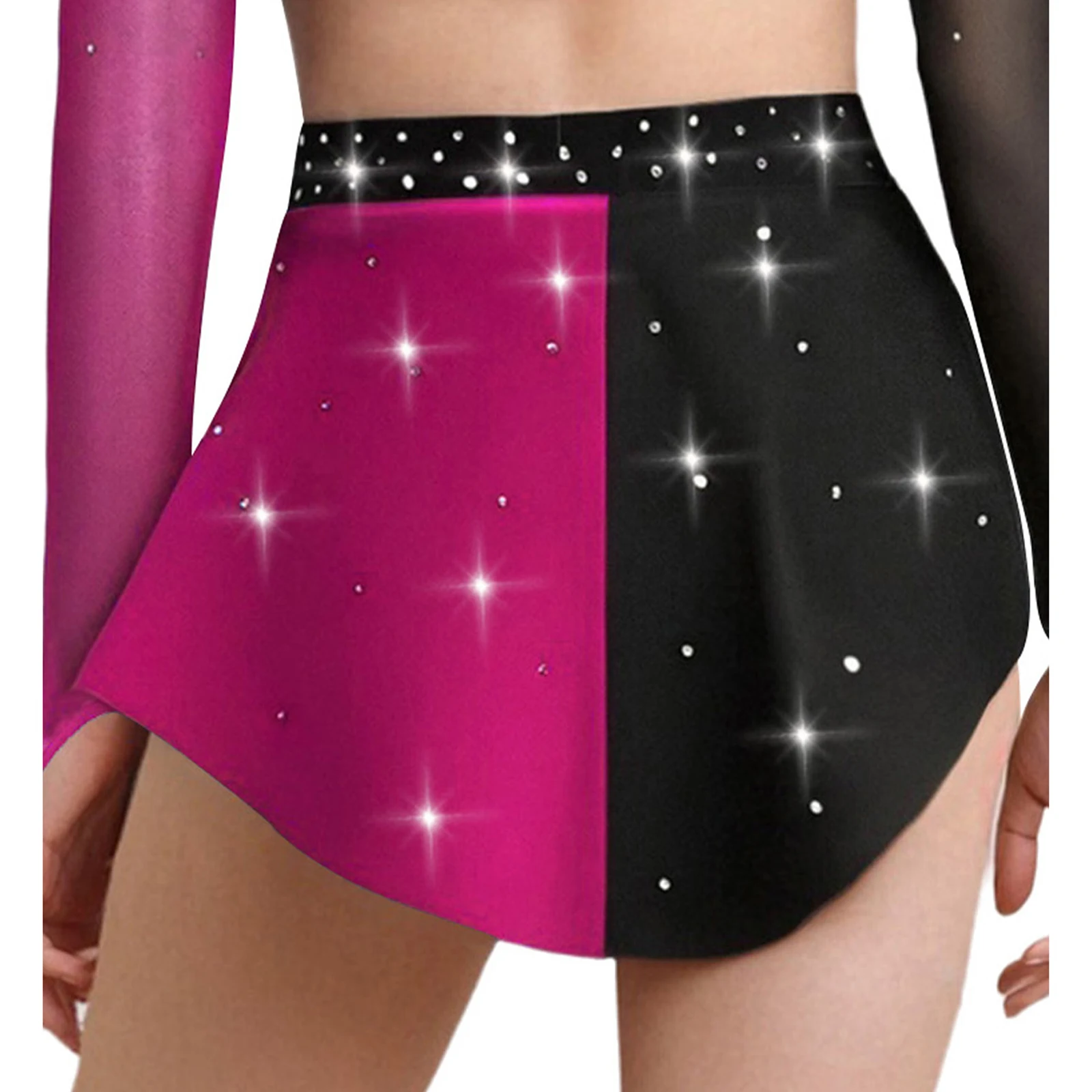 أطفال بنات الشكل التزلج الرقص ملابس رقص غنائية التنانير الباليه الرقص اللون كتلة لامعة الراين المدمج في ملخصات التنانير #2