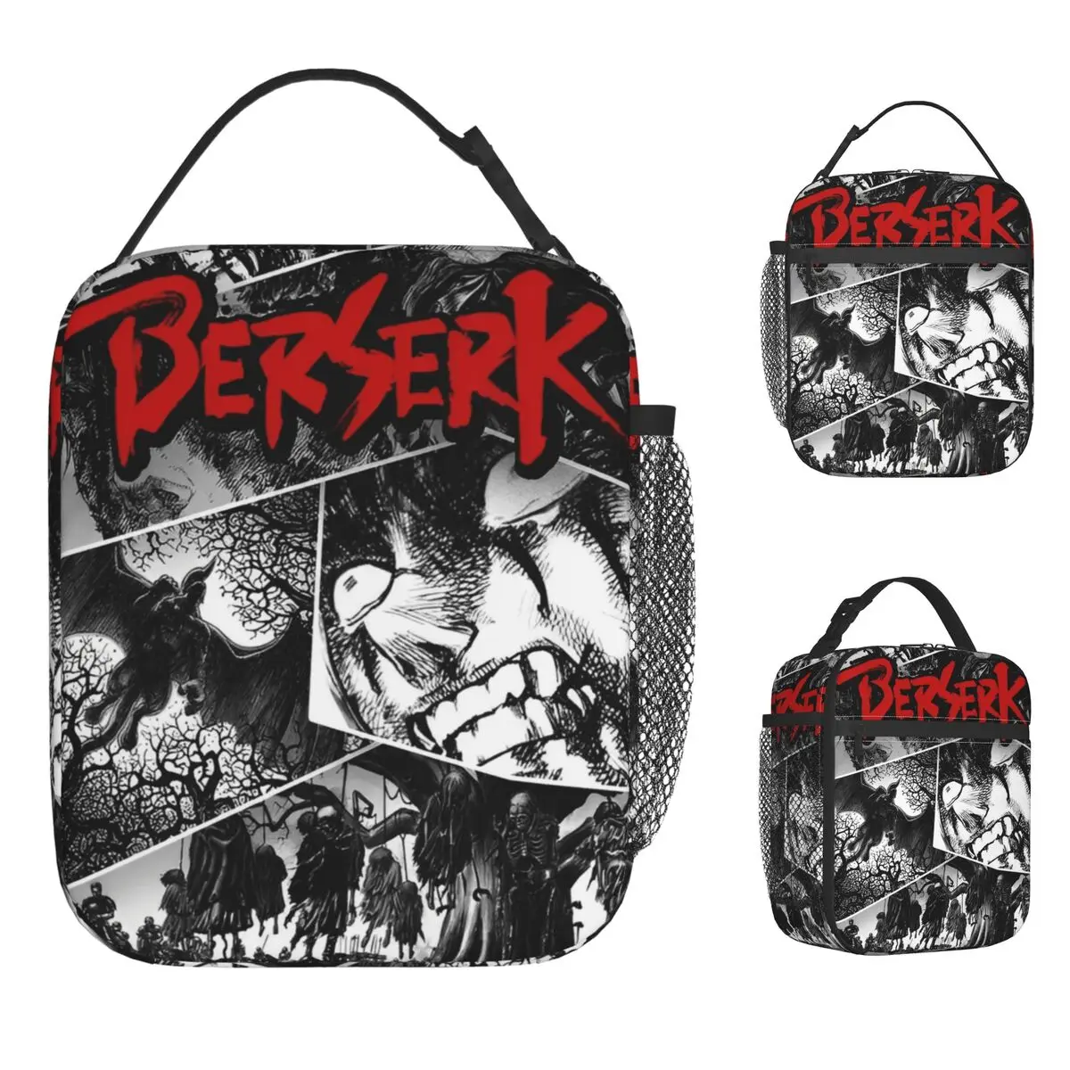

Anime Berserk Guts Lunch Bag Japanese Comic Funny Lunch Box Picnic Portable Tote Food Bags For Women Oxford Print Cooler Bag