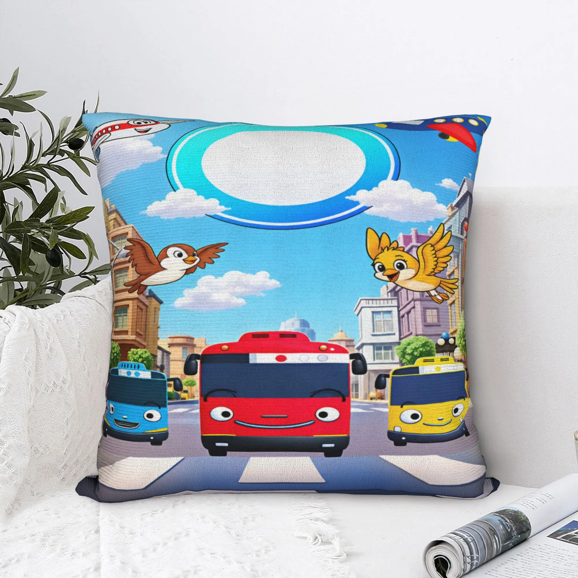 Pillow Case  T-Tayo the L-Little Bus  Soft  Pillow Cover For Couch Sofa Bedroom Kawaii Pillowcases