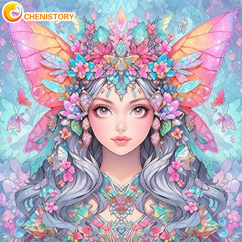 CHENISTORY 5D DIY Diamond Painting Figure Girl Diamond Embroidery Full Round Mosaic Kit Hobby Home Decoration Wall Art 30x30cm