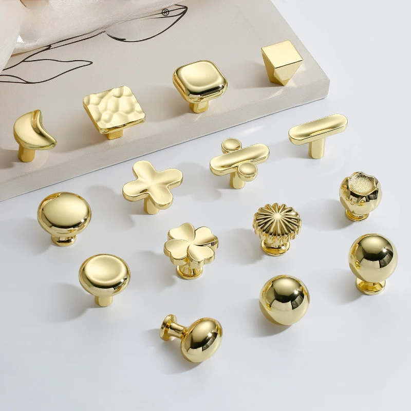 Bright Gold Furniture Cabinet Door Pull Handle Wardrobe Cabinet Drawer Cupboard Door Handles Single-Hole Knob Hardware Handles
