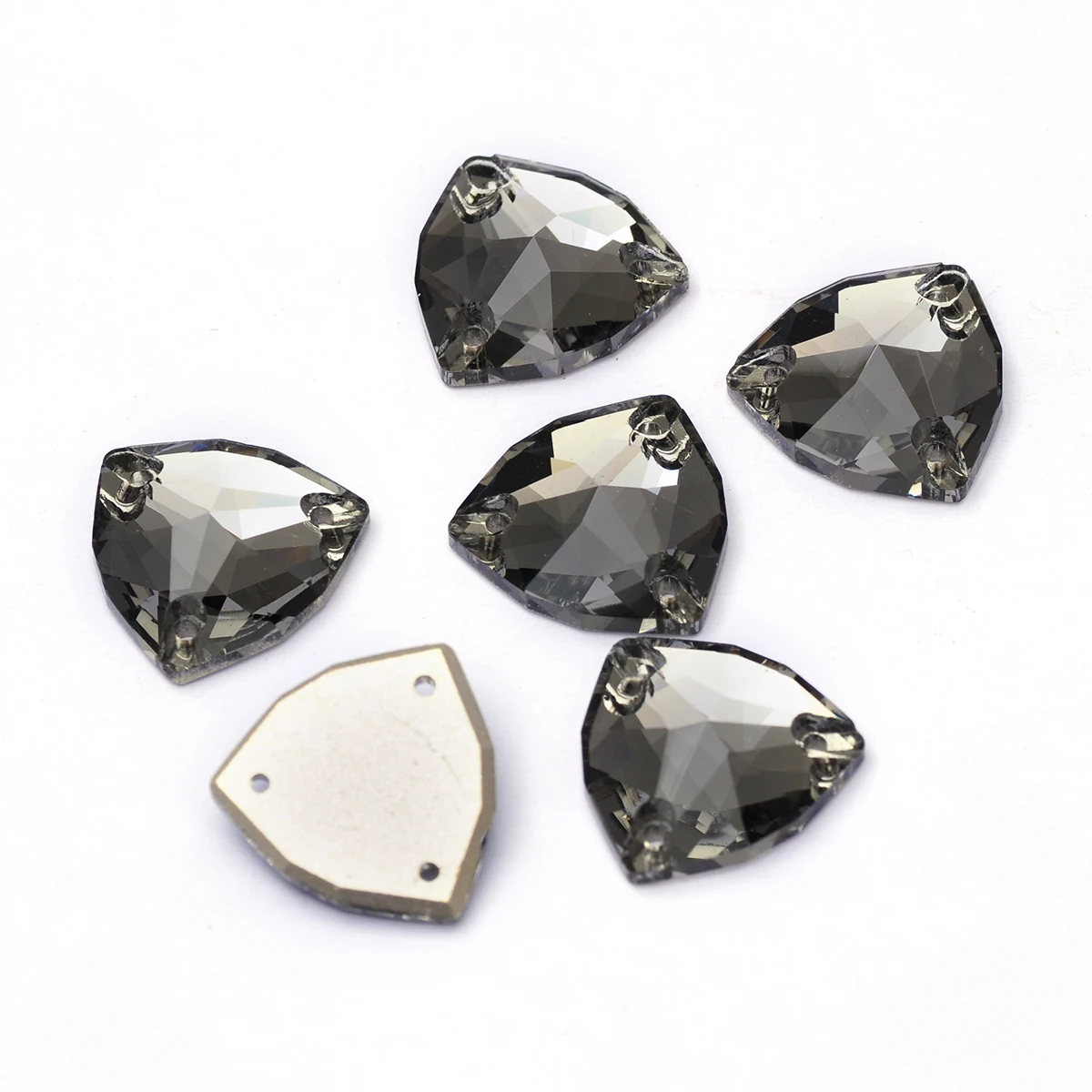 PUBRILE Schwarze Diamant-Applikationen mit aufgenähten Strasssteinen, Flache Kristallglassteine für DIY-Näharbeiten, Applikationen für Kleider, Kleidung und Taschen – Detail 16