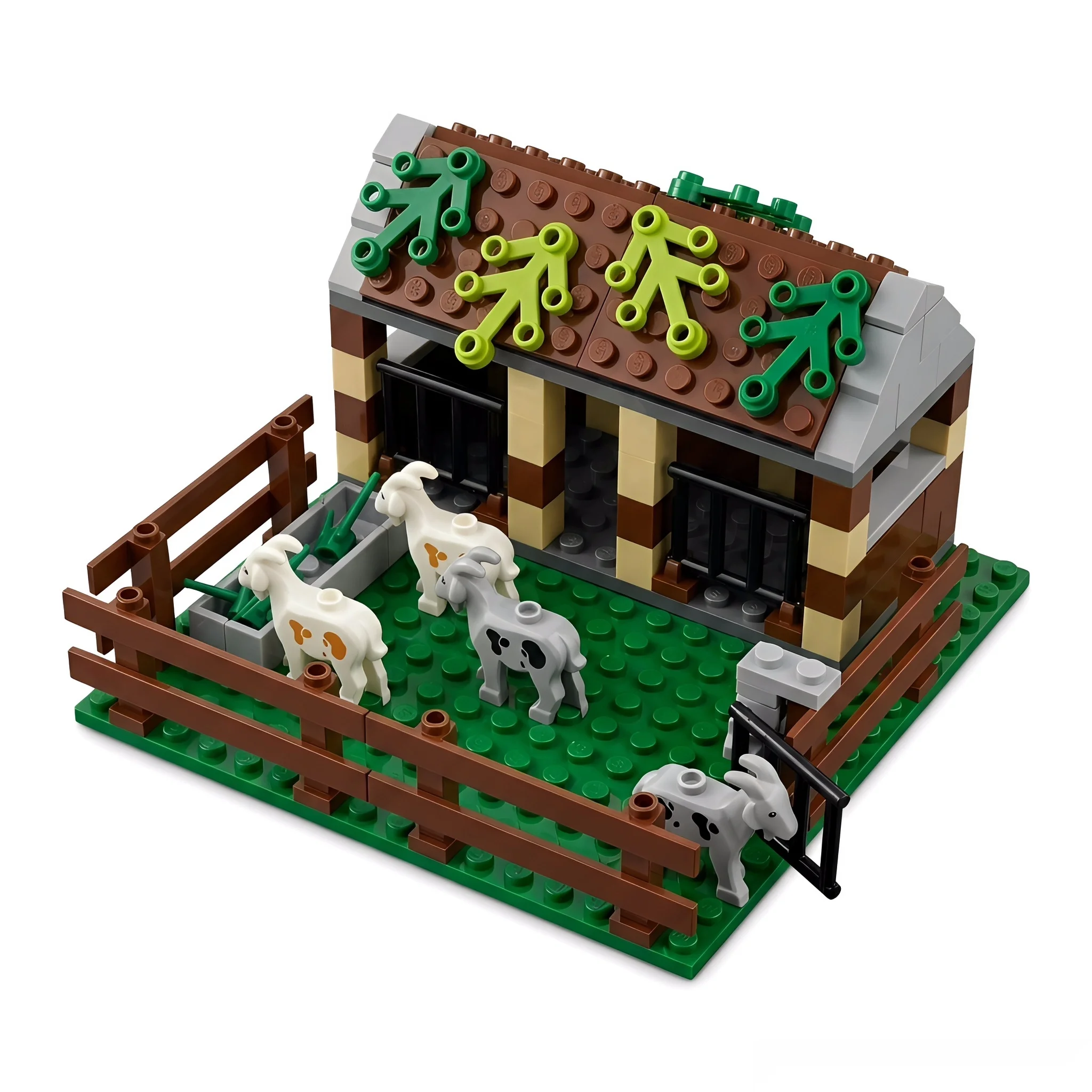 MOC Schafstall Bausteine Spielzeug Stadt Bauernhof Tiere Bausteine Spielset Konstruktionsspielzeug für Kinder Geburtstagsgeschenke