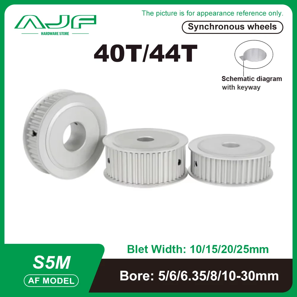 S5M Timing Pulley 40T 44Teeth AF Type 5M Synchronizing wheel Bole 5-30mm Width 10/15/20/25mm Driving wheel