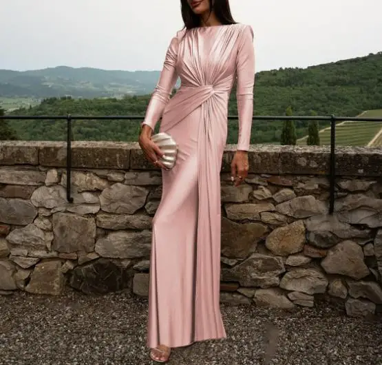 Women's Dress Spring New Product French Style Gorgeous Style Solid Color Simple Twisted Design Hip Wrapping Fish Tail Dress