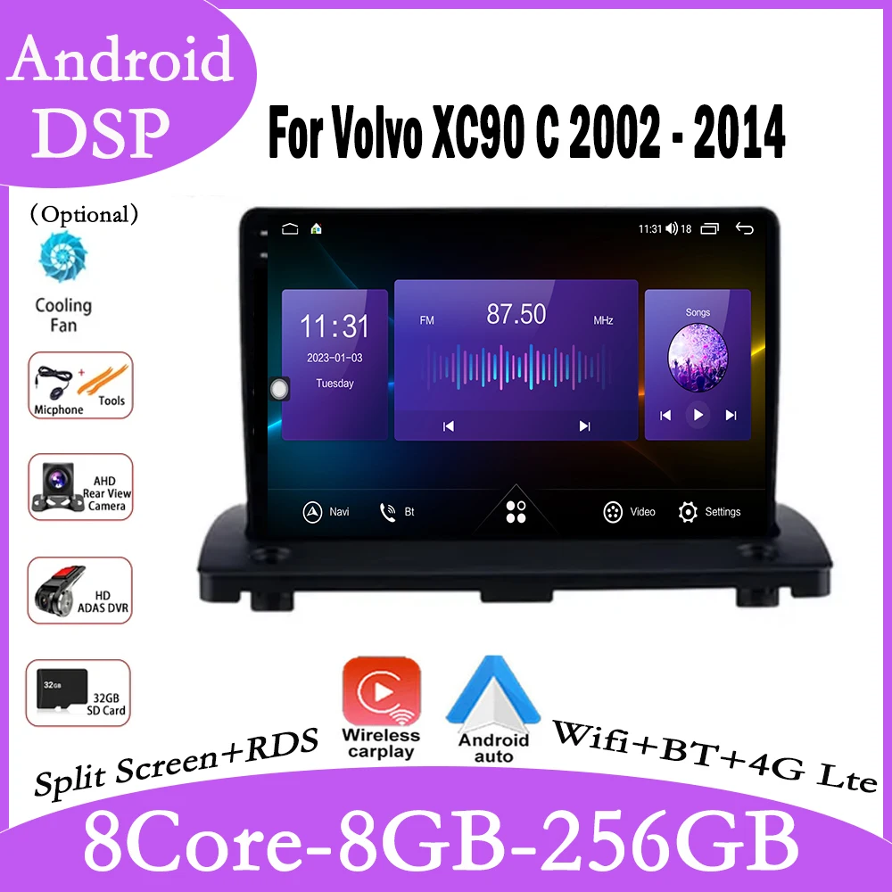

Android 14 For Volvo XC90 C 2002 - 2014 Car Multimedia Navigation Video Player GPS Head Unit Radio Monitor Auto Radio WIFI