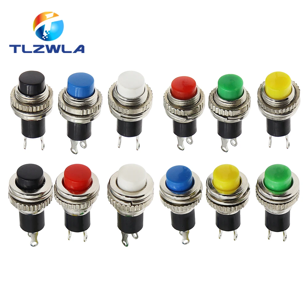 6PCS Panel Mount 10mm Momentary OFF-(ON) Push Button Switch Upper Screw Thread