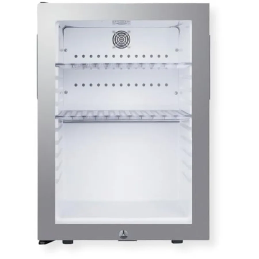 

Minibar for hotel rooms, stainless steel, black, compact 16-inch width with RHD swing door, 1.2 cu.ft capacity, automatic defro