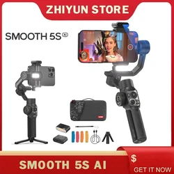 Zhiyun Smooth 5S AI Smartphone Stabilizer Gimbal 3-Axis Handheld for iPhone 15 Pro Max 14 13 Xiaomi Samsung Huawei VS DJI OM 6