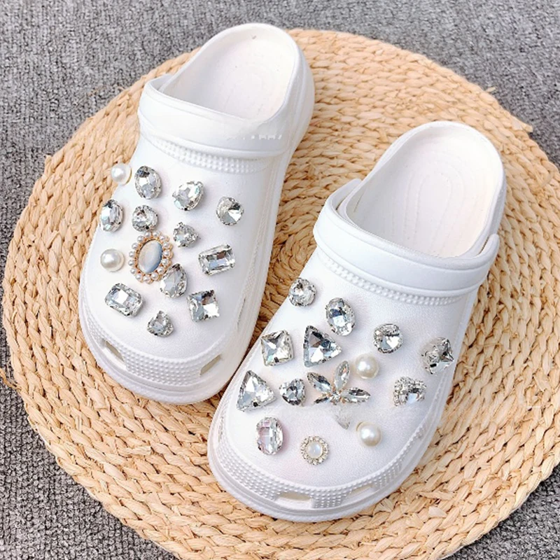 Clear Diamond Shoe Charme, DIY Decorações Sapato, Acessórios Botão, Fit para Goog Bag Slides, Sandálias Tamancos, Kids 'Presentes