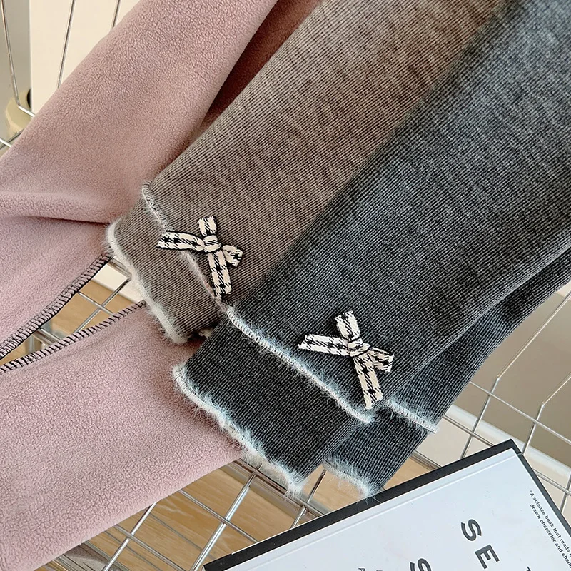 Girls Spring Autumn Leggings 2026 New Fall Winter Baby Warm Fall Clothes Kids Fleece Thick Pants Childrens Wear