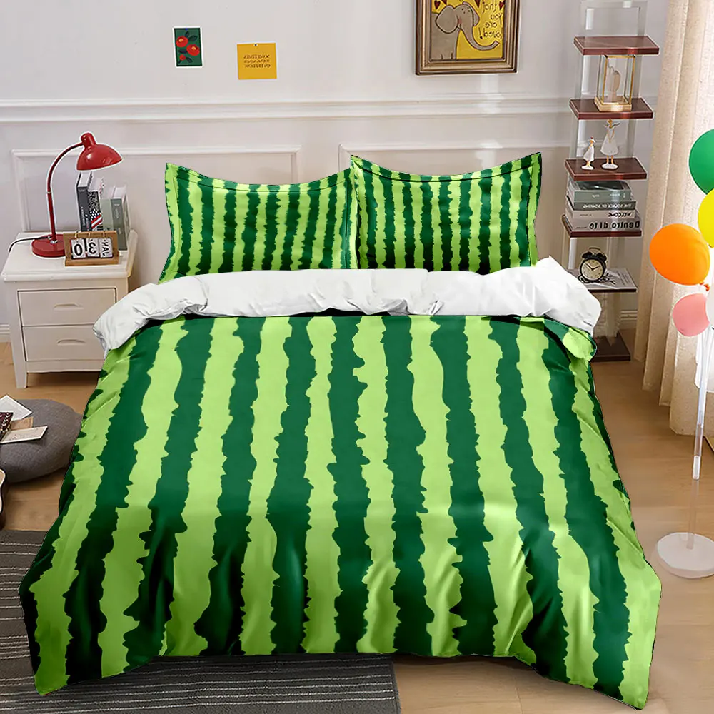 

Green wavy striped background Print Bedding Set 1 Duvet Cover 2 Pillowcases for Adult and Children Luxury Gift Full Size