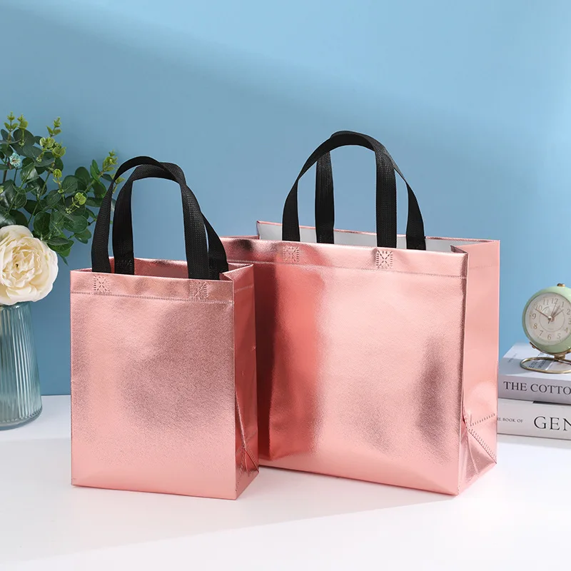 StoBag 25pcs Wholesale Non-woven Tote Bags Gift Packaging Storage Shopping Portable Fabric Reusable Pouch Custom Logo(Extra Fee)