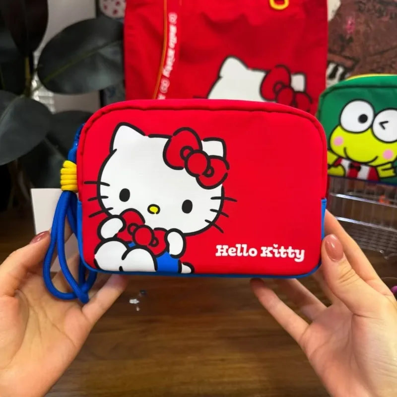 Cartoon HelloKitty Square Cosmetic Bag Women Portable Earphones Lipstick Sanitary Napkins Storage Pouch Purse Makeup Zipper Bags