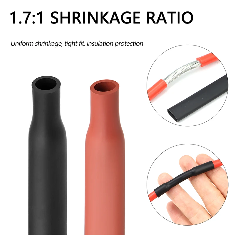 1M Soft Silicone 1.7:1 Ratio Heat Shrink Tube 0.8mm - 30mm High Temperature DIY Wire Protect Repair Wrap Cable Insulated Sleeve