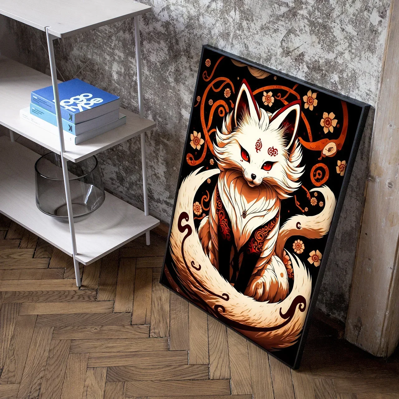 Okami Amaterasu The Fox Japanese 80s Vintage Style Painting Canvas Print Posters For Living Room Wall Art Home Decor Pictures