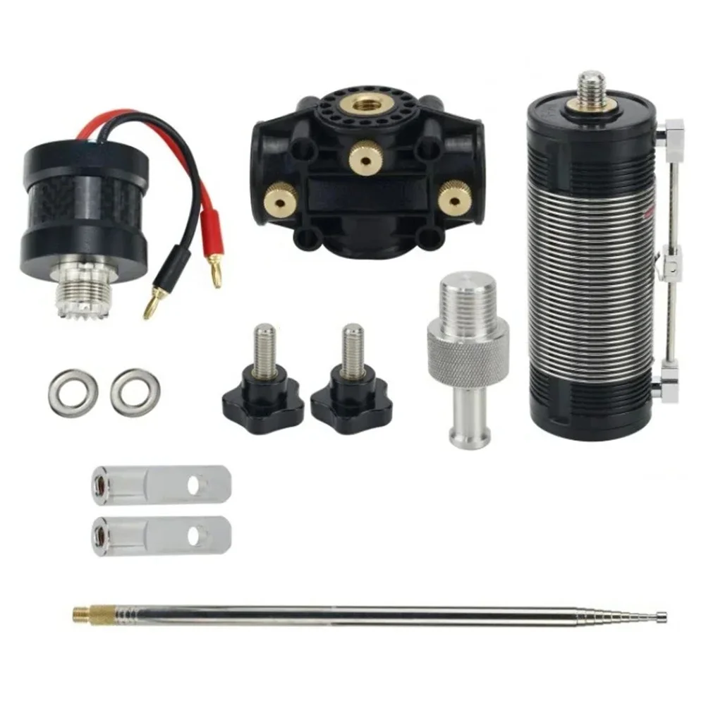 2Pcs Upgrade Kit For PAC-12 JPC-7 Portable Shortwave Stainless Steel Coil Black Aluminum Tube For Ham Radio Field Use