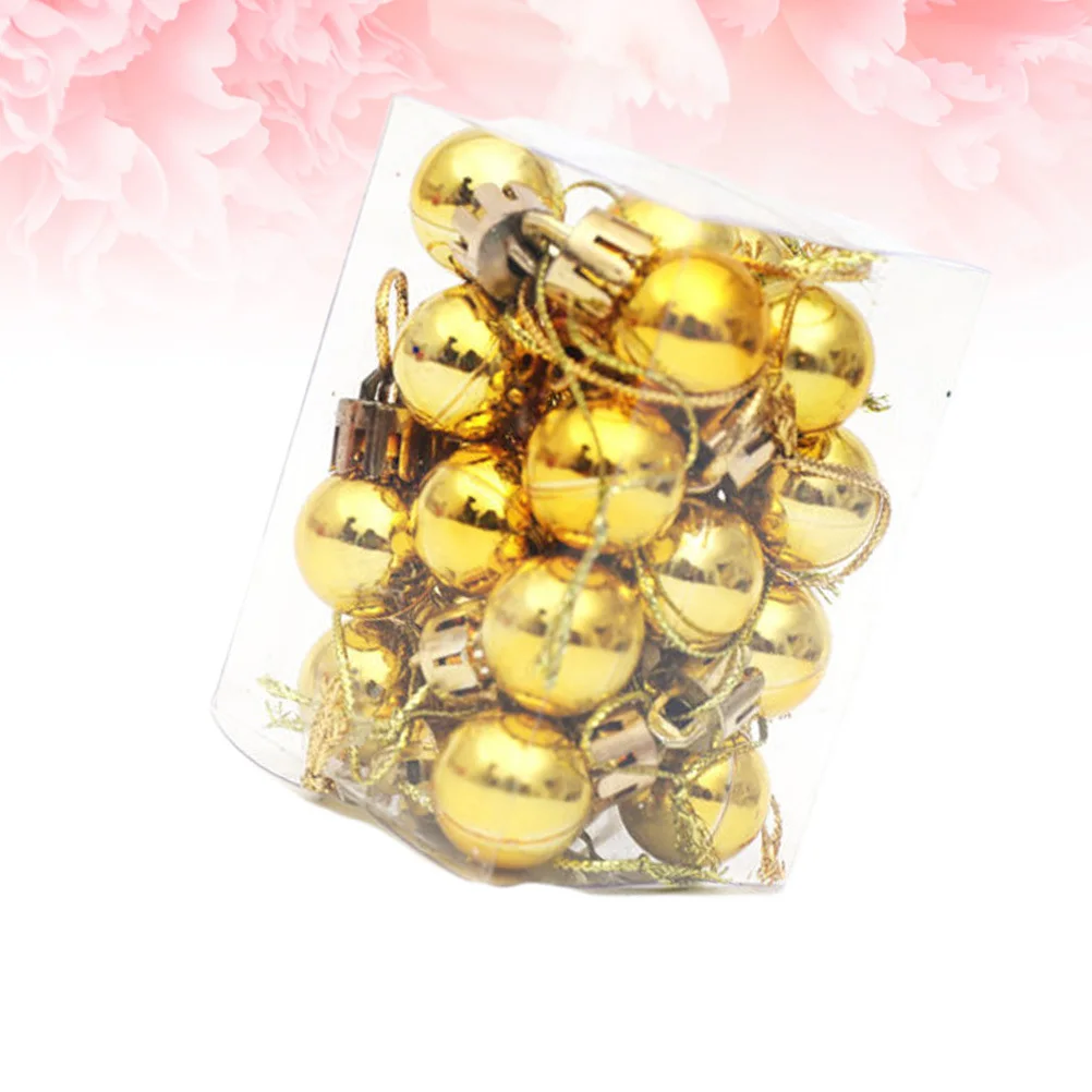 

24Pcs Christmas Ball Hanging Miniature Decorative Balls 2cm Golden for Xmas Tree Home Garden Festival Pendant Ornament