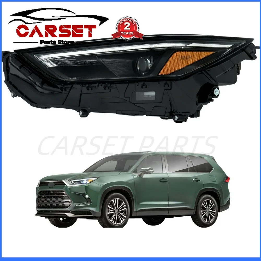 1 قطعة مجموعة المصابيح الأمامية LED مع DRL لتويوتا جراند هايلاندر 2024 2025 مجموعة المصابيح الأمامية الإسكان الأسود