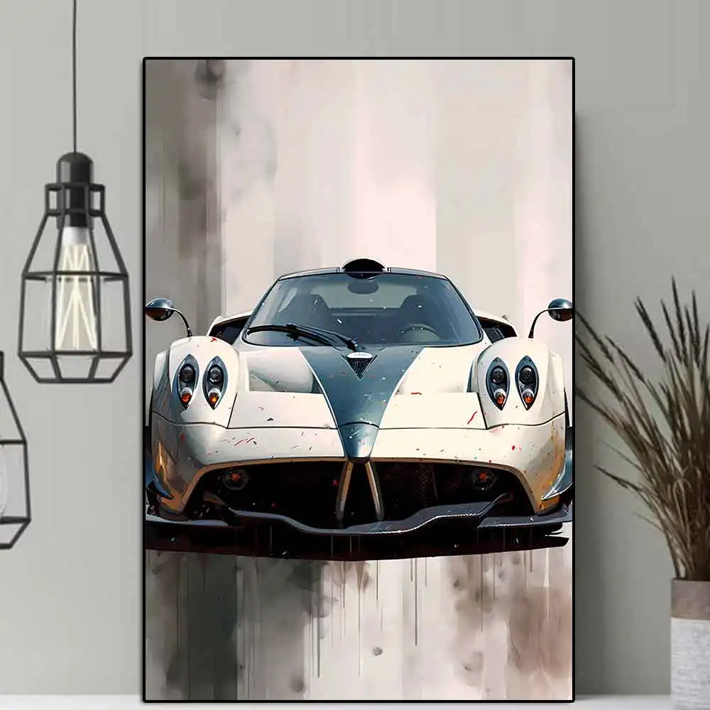 

Luxury Supercar Huayra Poster And Print Fashion Sports Car Graffiti Canvas Painting Abstract Racing Comic Wall Art Room Decor