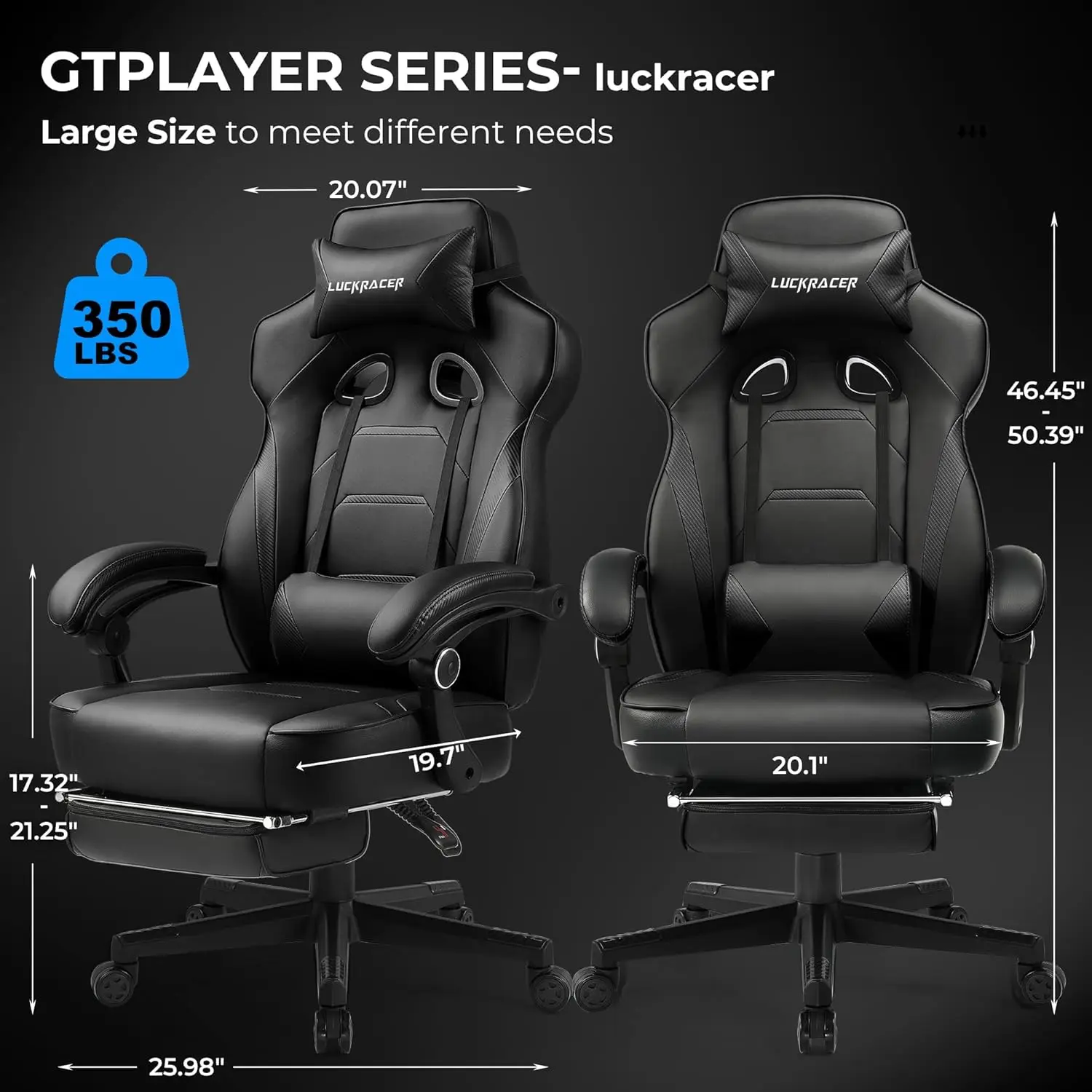 Gaming Chair with Footrest Big and Tall 350lb Racing Style Computer Chair Ergonomic Executive Office Chair High Back