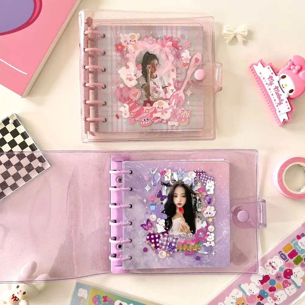 PVC Binder Stationery Agenda A7 Notebook Planner Glitter Journals Photo Collect Book Square Loose Leaf Binder Notebook