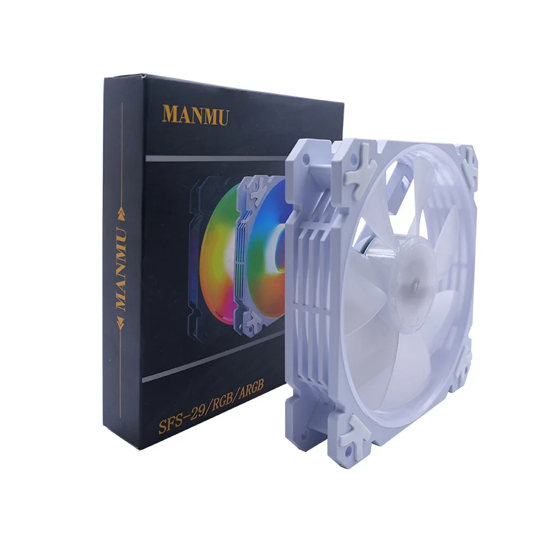 Wentylator komputerowy MANMU o wysokim przepływie powietrza, LED, RGB, 120 mm, do chłodzenia komputera PC