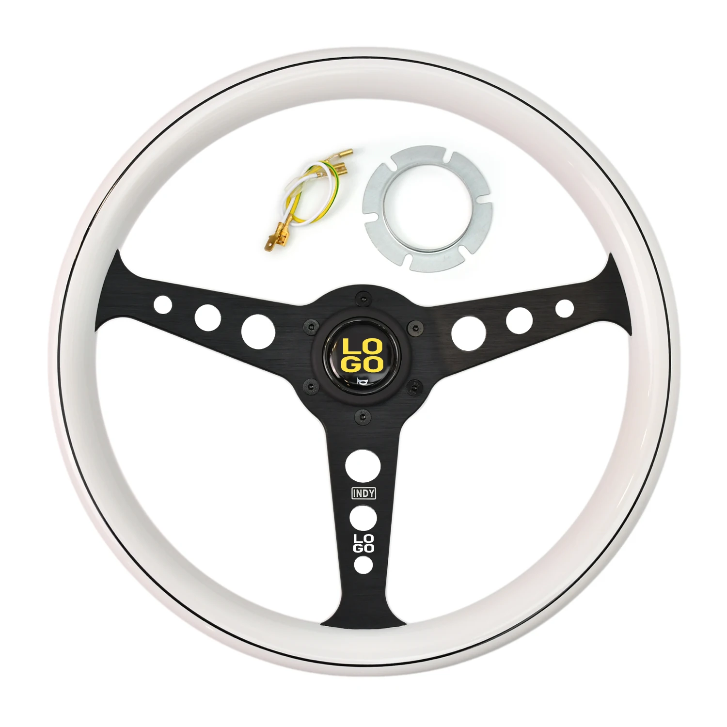 

Universal ABS Car 345mm Steering wheel White color retro sports steering wheel